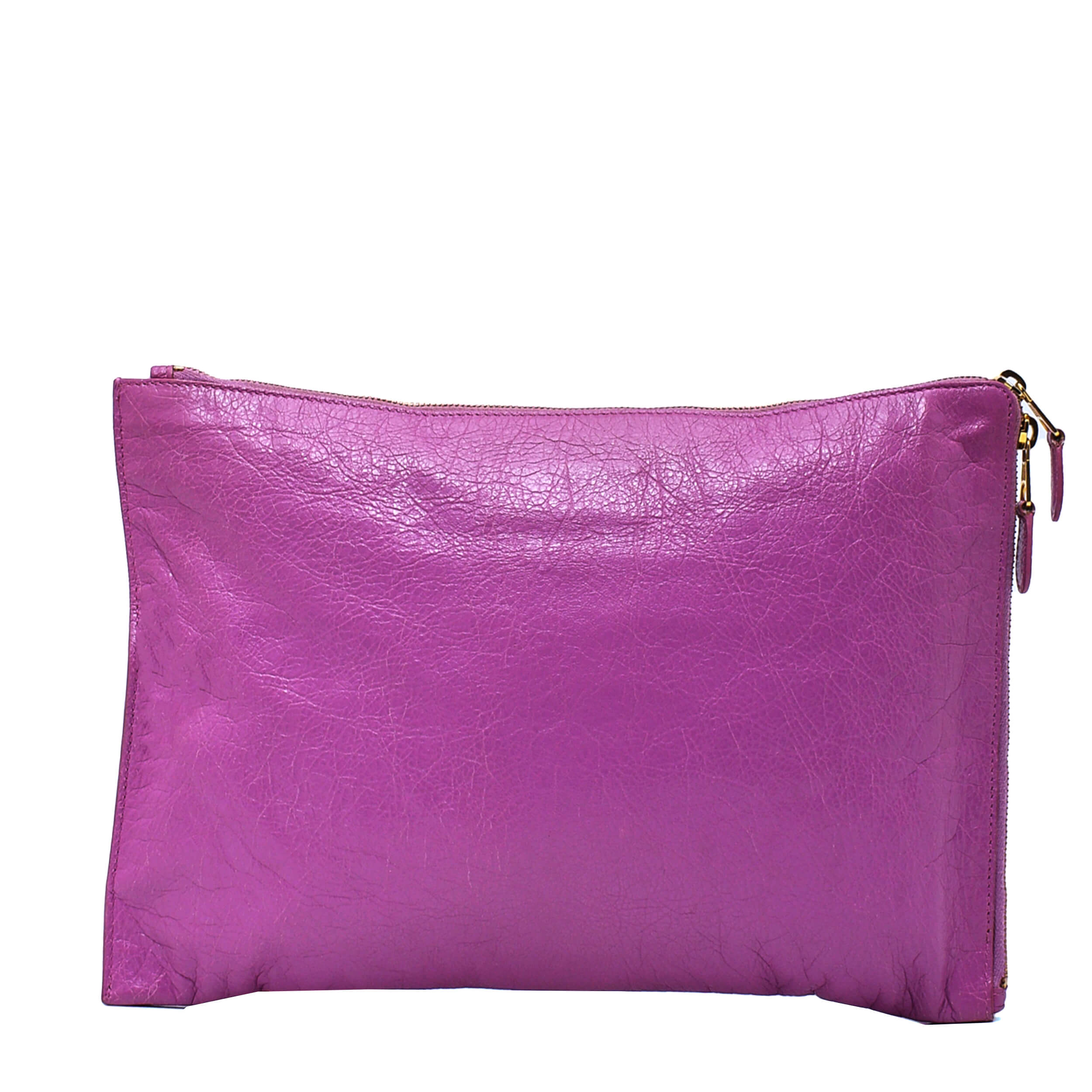 Balenciaga - Pink Lambskin Leather Motorcycle Clutch Bag